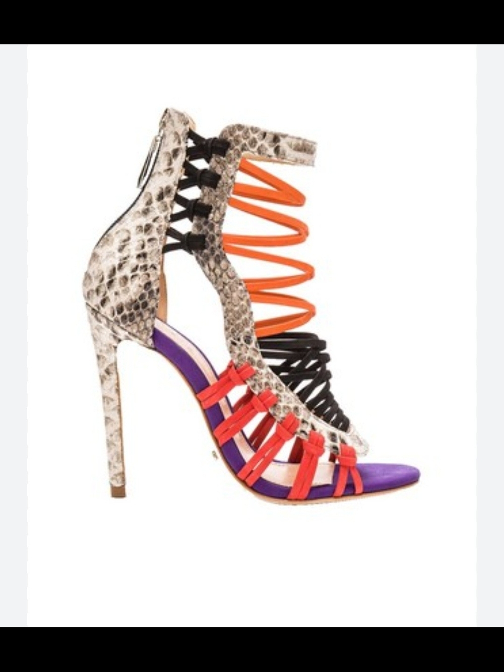 Schutz Multicolor Snakeskin Leather Strappy High Heelss Sz 7.5B Coquette Barbie